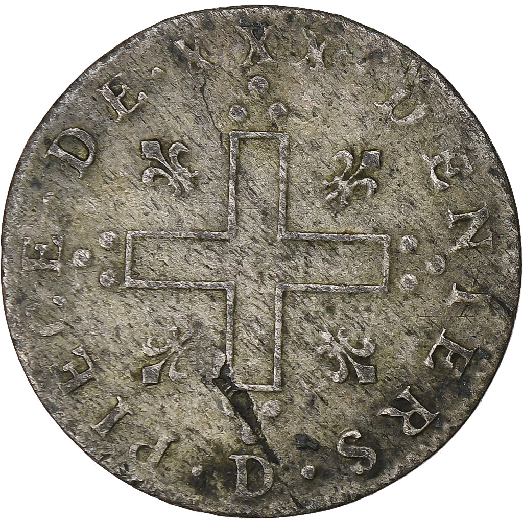 Francia, Louis XIV, XXX Deniers aux 2 L couronnés, 1710, Lyon, Biglione, BB+