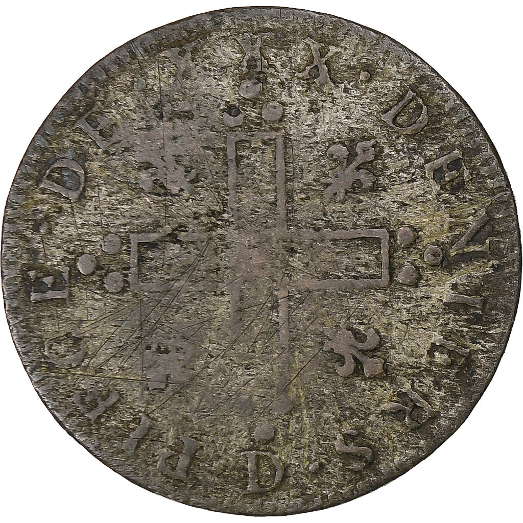 Frankrijk, Louis XIV, XXX Deniers aux 2 L couronnés, 1711, Lyon, Billon, FR