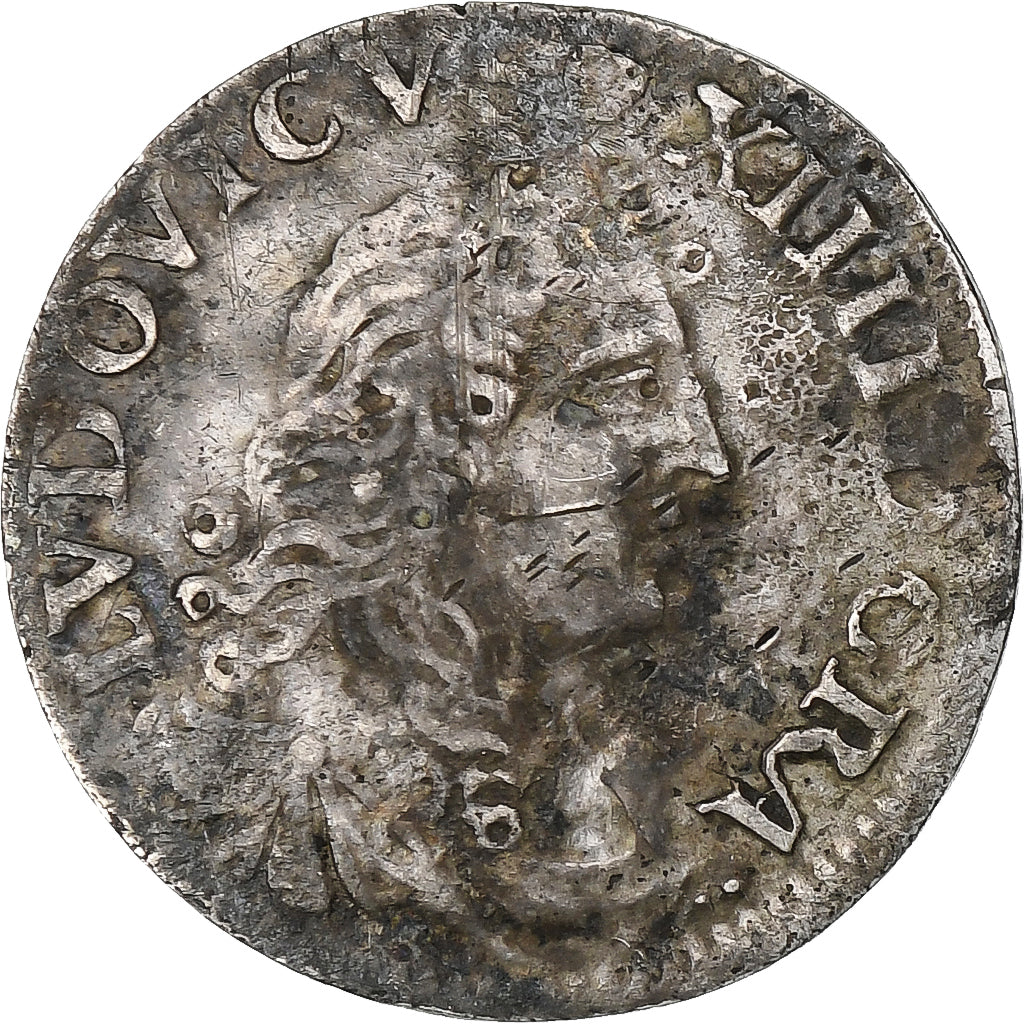 Francia, Louis XIV, 4 Sols des Traitants, 1677, Lyon, Argento, MB+, Gadoury:103