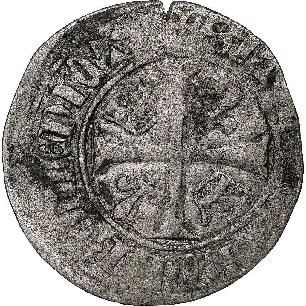 França, Charles VI, Blanc Guénar, 1380-1422, Uncertain mint, Prata, VF(30-35)