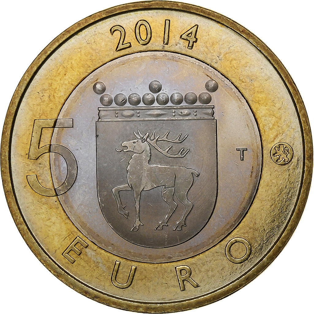 Finland, 5 Euro, White-tailed eagle, 2014, Vantaa, Bi-Metallic, MS(63), KM:209