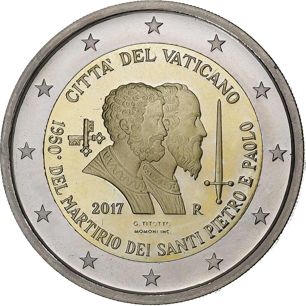 Vatican, 2 Euro, 1950th anniversary, martyrdom of Saint Peter and Saint Paul
