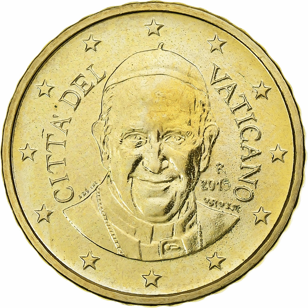 Vatican, Francis, 10 Euro Cent, 2015, Rome, Nordic gold, MS(63), KM:458