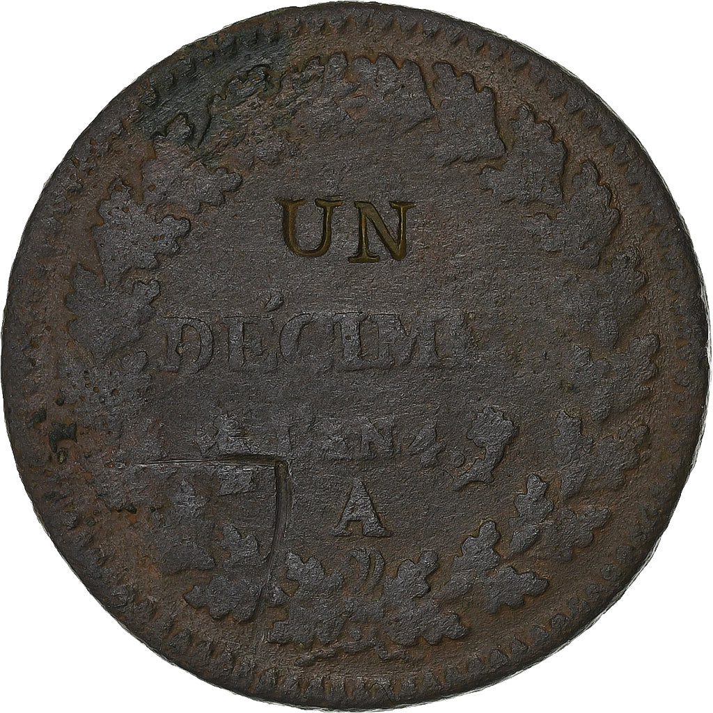 Frankreich, 10 Centimes, Dupré, AN 4, Paris, Modification du 2 décimes