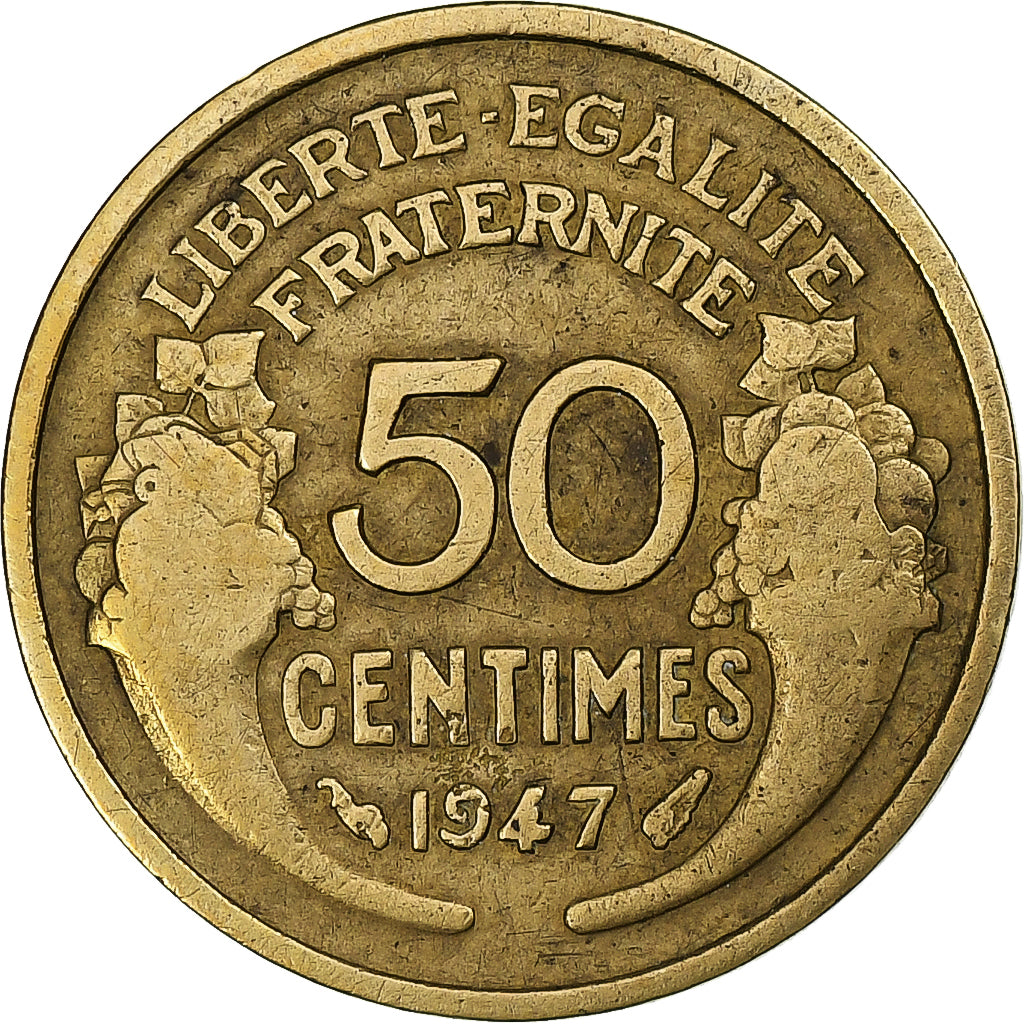 France, 50 Centimes, Morlon, 1947, Cupro-Aluminium, VF(20-25), Gadoury:423b