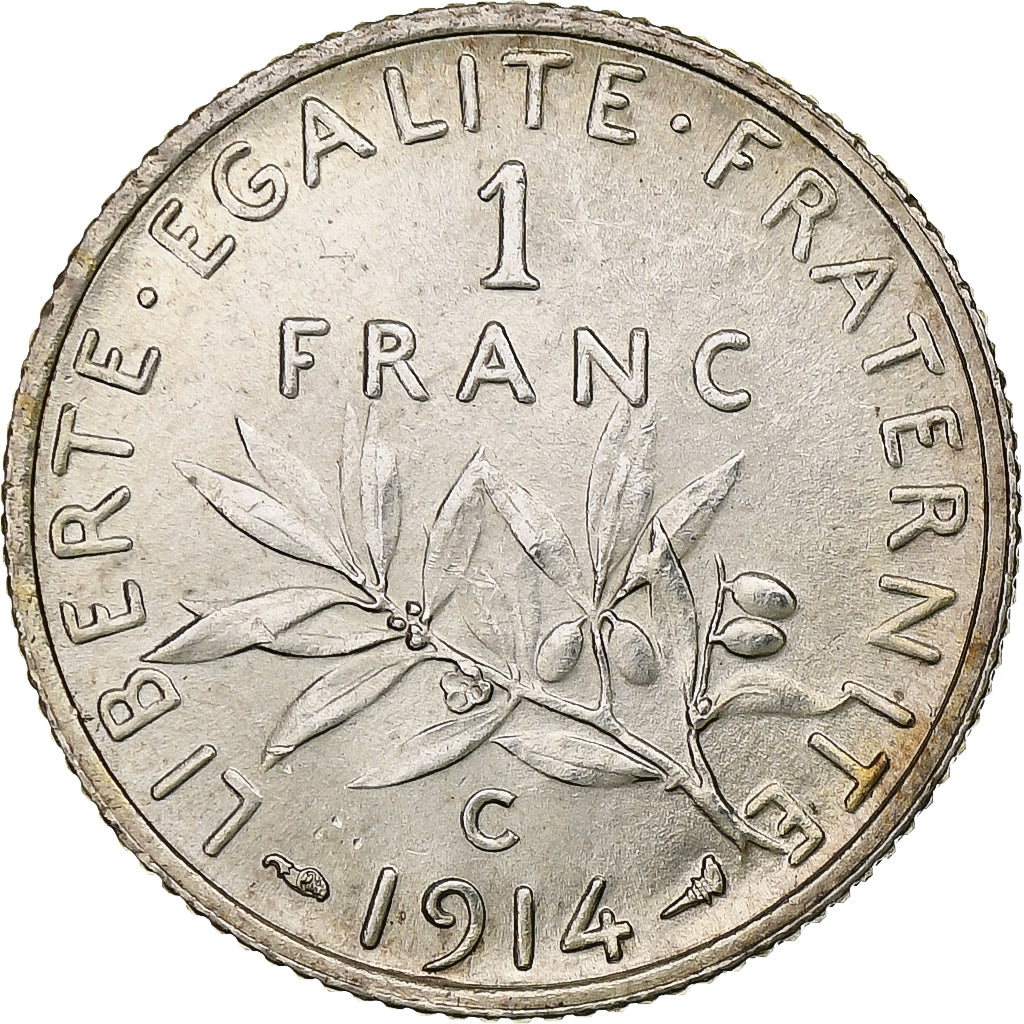 France, 1 Franc, Semeuse, 1914, Castelsarrasin, Silver, PCGS, MS62, Gadoury:467