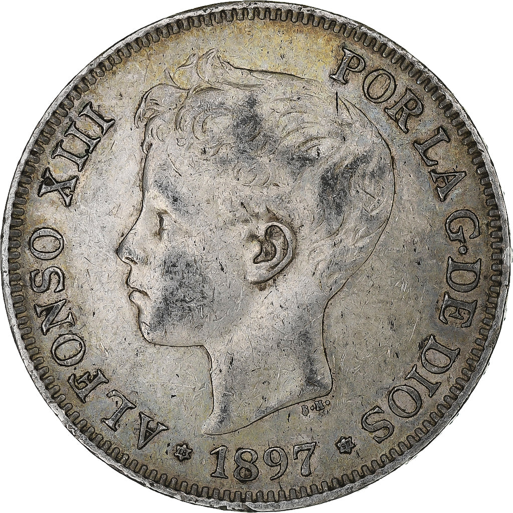 Spain, Alfonso XIII, 5 Pesetas, 1897, Madrid, Silver, EF(40-45), KM:707
