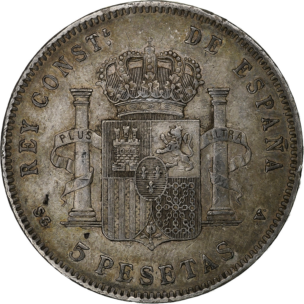 Spain, Alfonso XIII, 5 Pesetas, 1897, Madrid, Silver, EF(40-45), KM:707