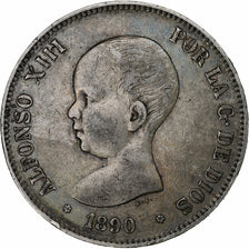 Spain, Alfonso XIII, 5 Pesetas, 1890, Madrid, Silver, EF(40-45), KM:689