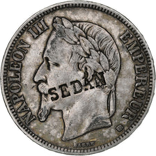 France, Napoleon III, 5 Francs, 1869, Strasbourg, Contremarque SEDAN, Silver