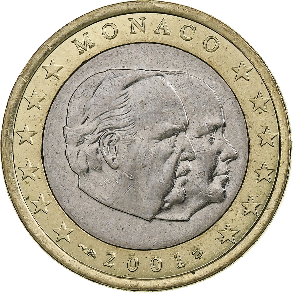 Monaco, Rainier III, Euro, 2001, MDP, Bi-Metallic, MS(60-62)