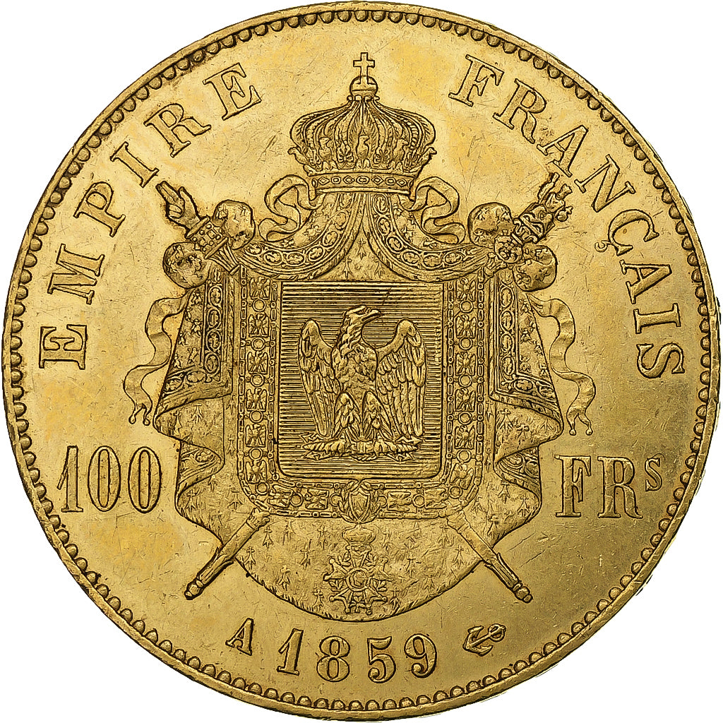 France, Napoleon III, 100 Francs, 1859, Paris, Gold, AU(55-58), Gadoury:1135