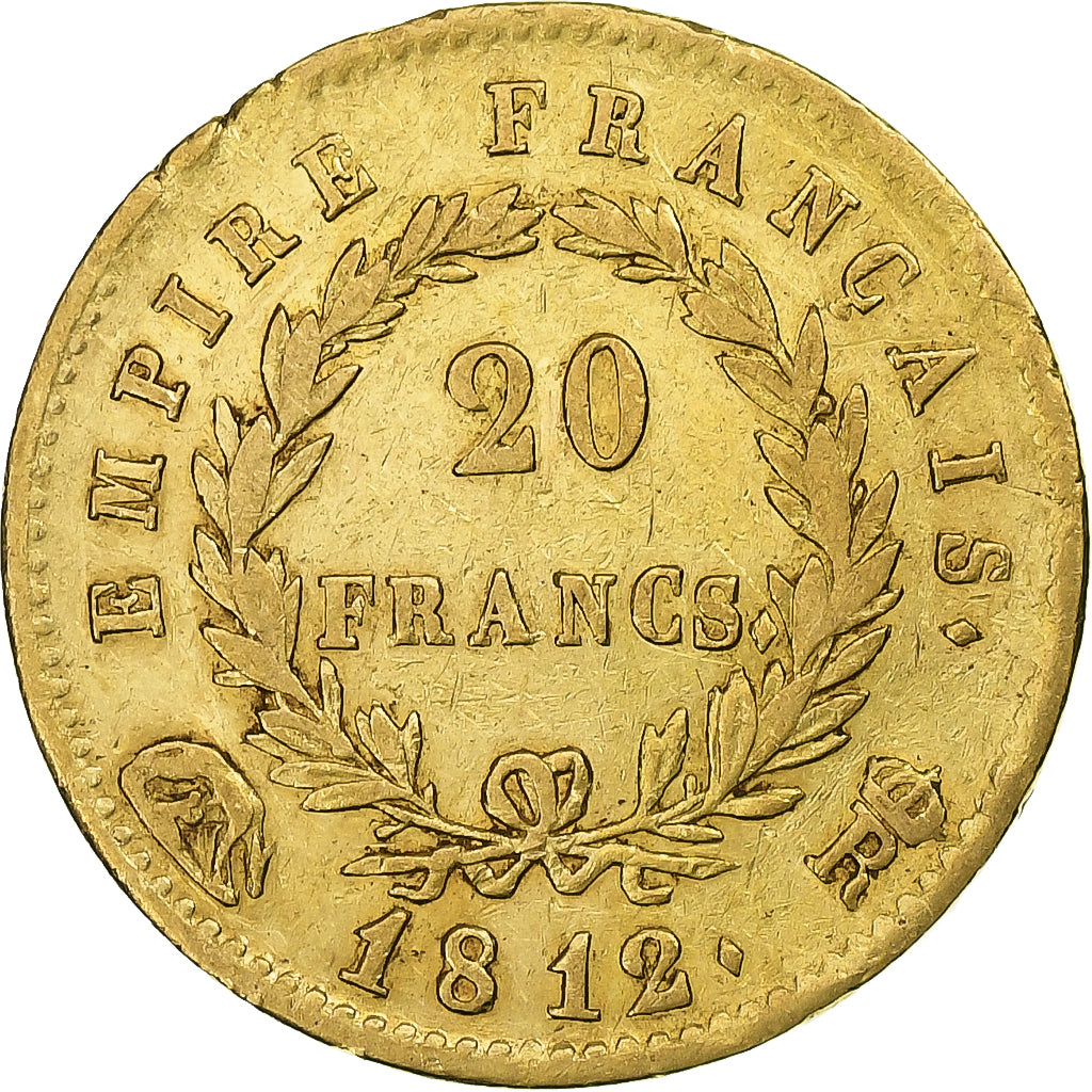 Frankrijk, Napoleon I, 20 Francs, 1812, Rome, Goud, ZF, Gadoury:1025, KM:695.8