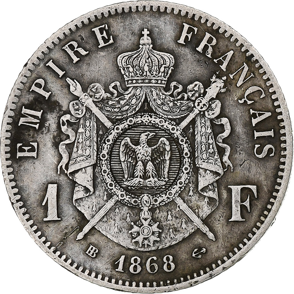 France, Napoléon III, 1 Franc, 1868, Strasbourg, Double BB, Argent, TTB+