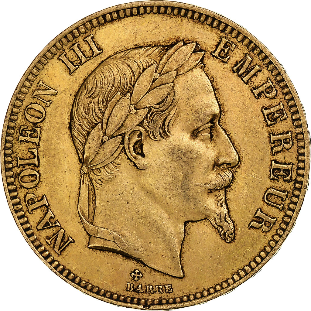 France, Napoleon III, 100 Francs, 1866, Strasbourg, Gold, AU(55-58)