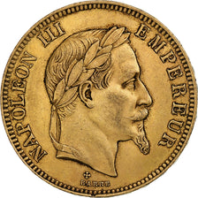France, Napoleon III, 100 Francs, 1866, Strasbourg, Gold, AU(55-58)