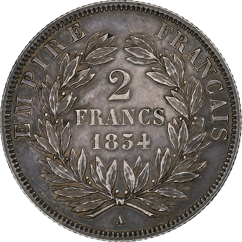 Francia, Napoleon III, 2 Francs, 1854, Paris, Argento, SPL-, Gadoury:523
