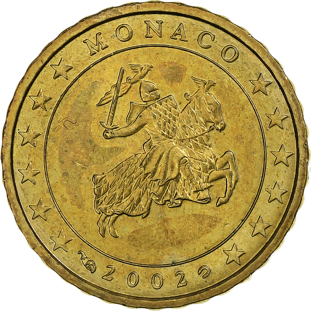 França, Rainier III, 10 Euro Cent, 2002, Nordic gold, MS(63), KM:170