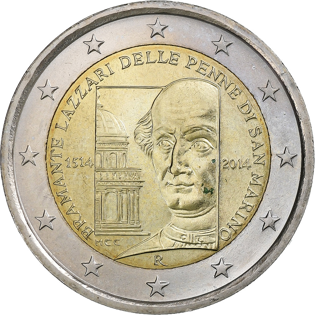 San Marino, 2 Euro, Donato Bramante, 2014, Rome, Bi-metallico, SPL, KM:296