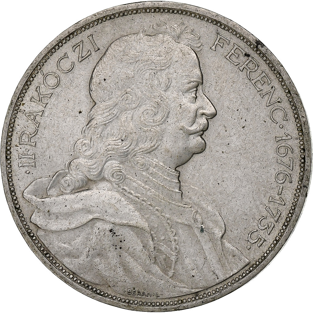 Hungary, 2 Pengö, Death of Rakoczi, 1935, Budapest, Silver, AU(55-58)