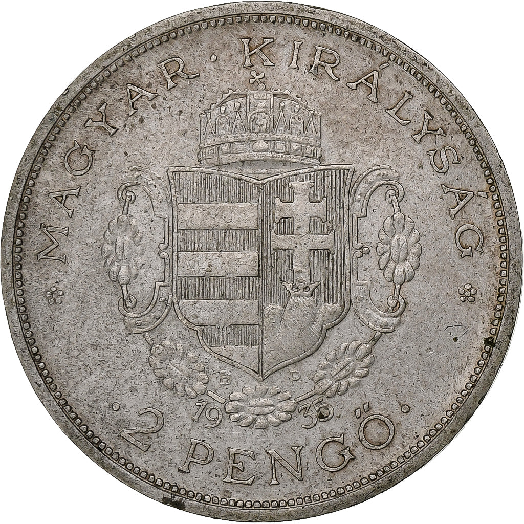 Hungary, 2 Pengö, Death of Rakoczi, 1935, Budapest, Silver, AU(55-58)