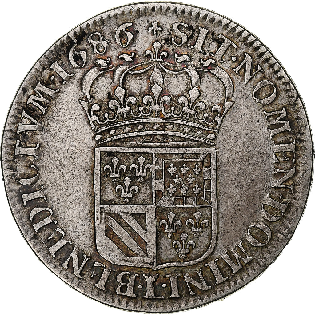 Frankrijk, Louis XIV, 1/2 Écu de Flandre, 1686, Lille, Zilver, ZF, Gadoury:182