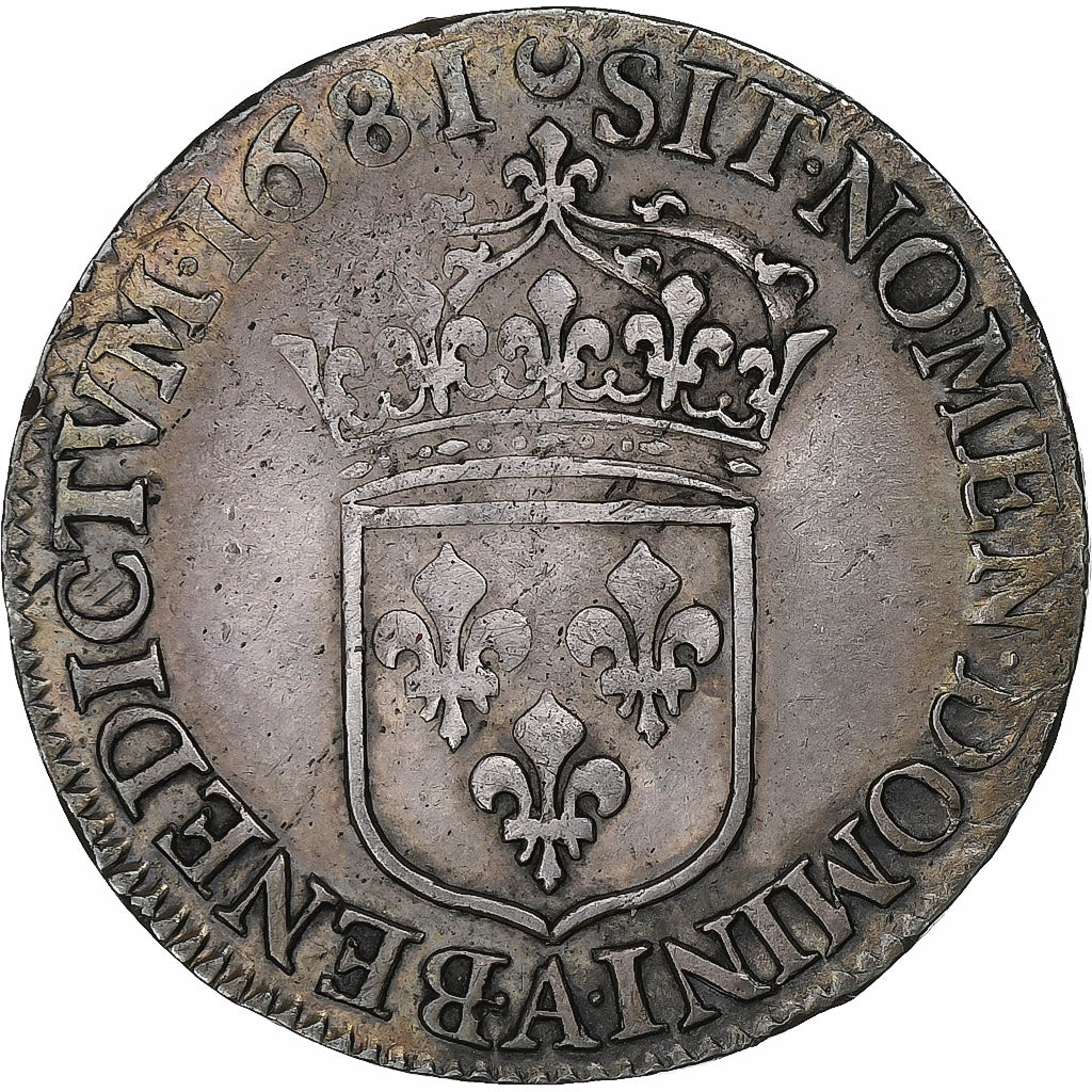 France, Louis XIV, 1/2 Écu à la cravate, 1681, Paris, Argent, TTB+