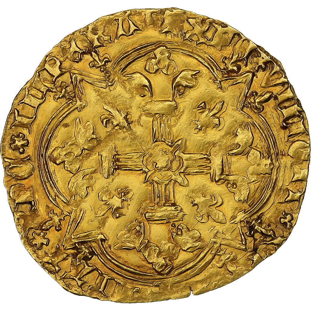 France, Charles VI, Agnel d'or, 1417-1422, Troyes, Or, TTB+, Duplessy:372