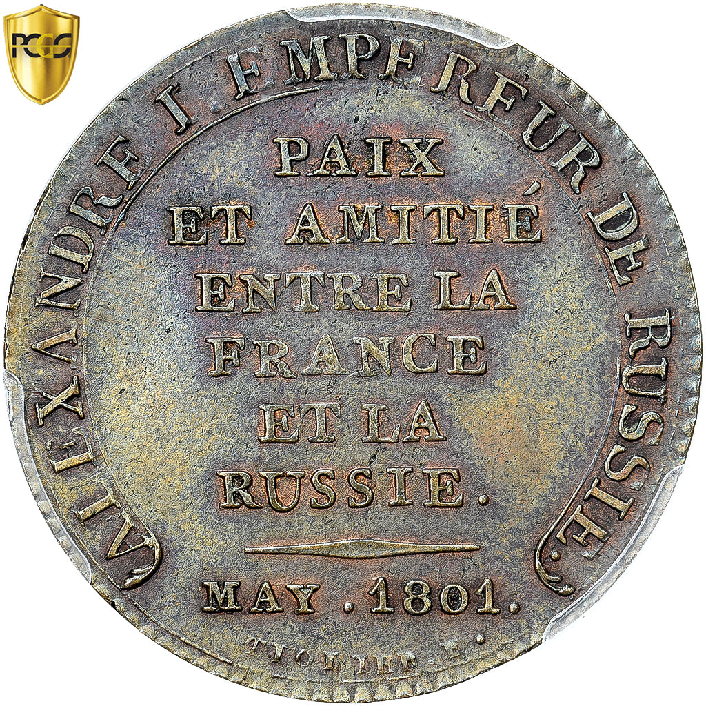Francia, Module de 2 francs, Paix Franco-Russe, 1801, Rame, Tiolier, Pattern