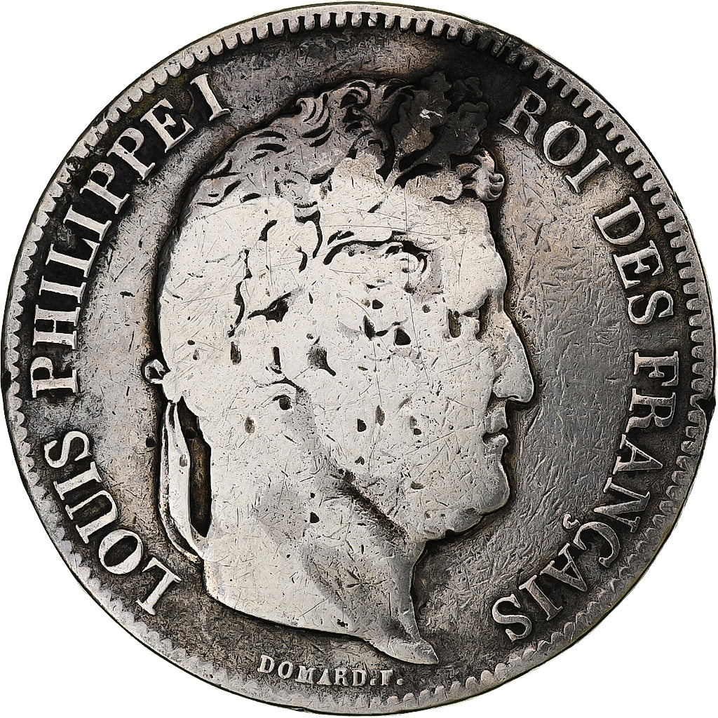 France, Louis-Philippe, 5 Francs, 1833, Strasbourg, Silver, F(12-15)