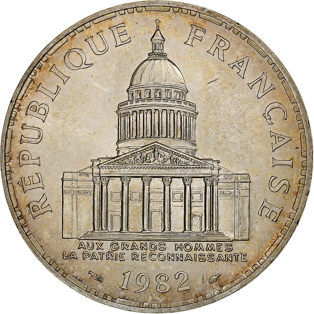 França, 100 Francs, Panthéon, 1982, MDP, Prata, MS(60-62), Gadoury:898