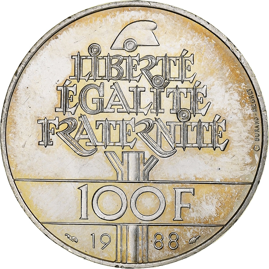 France, 100 Francs, Fraternité, 1988, MDP, Silver, MS(60-62), Gadoury:903