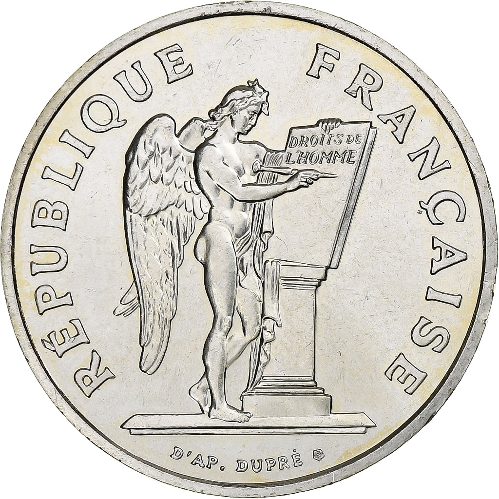 France, 100 Francs, Droits de l'Homme, 1989, MDP, Silver, MS(60-62)