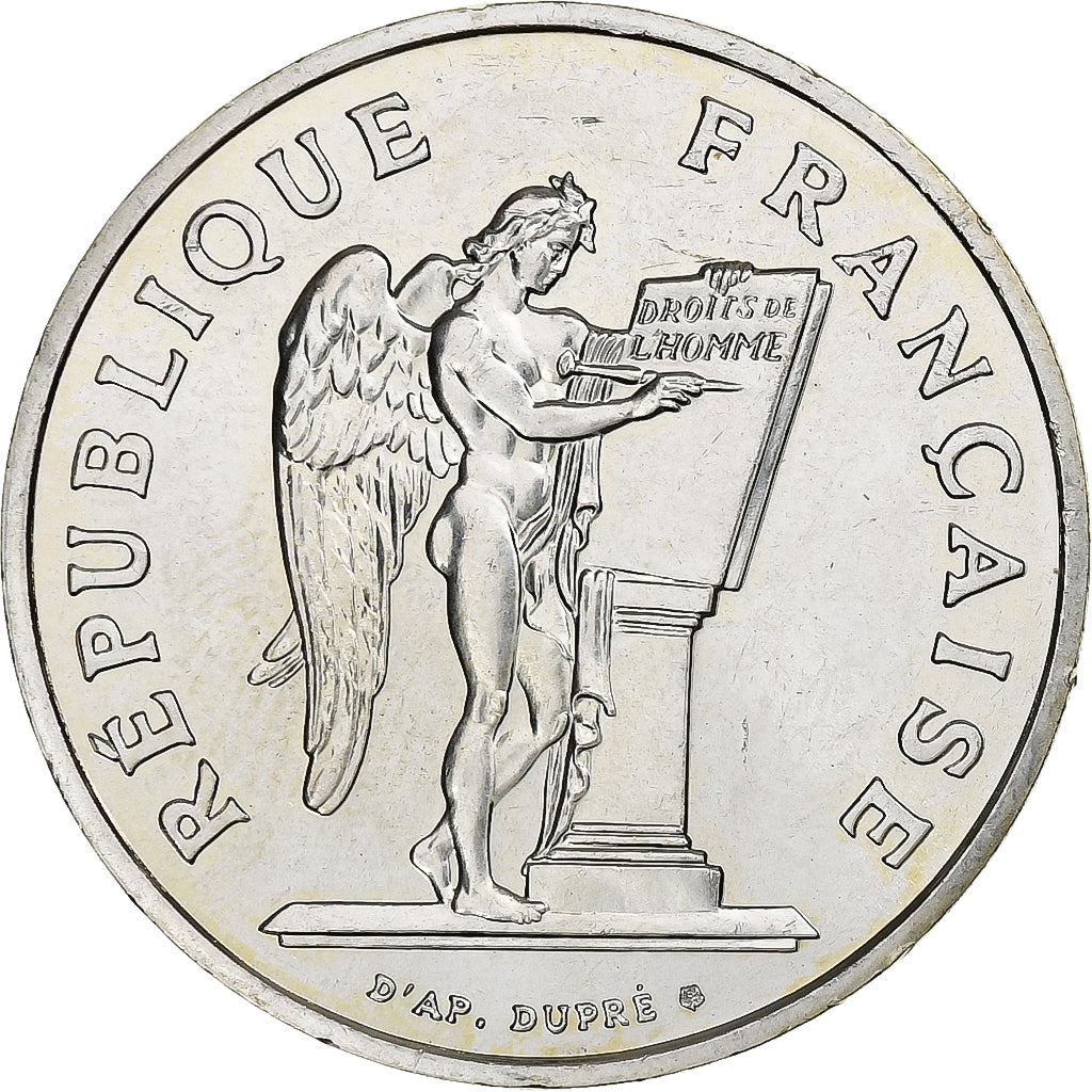 France, 100 Francs, Droits de l'Homme, 1989, MDP, Silver, MS(60-62)