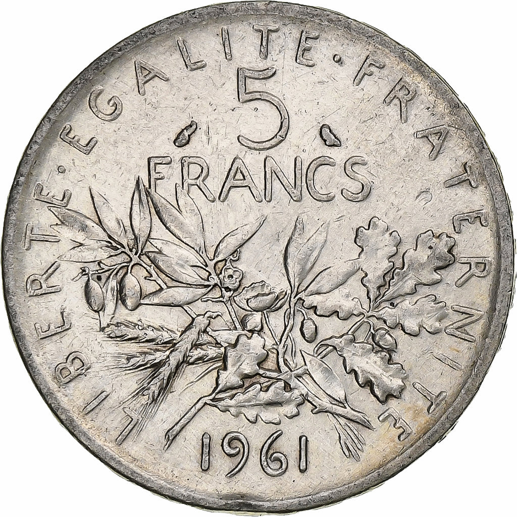 France, 5 Francs, Semeuse, 1961, Paris, Silver, EF(40-45), Gadoury:770, KM:926