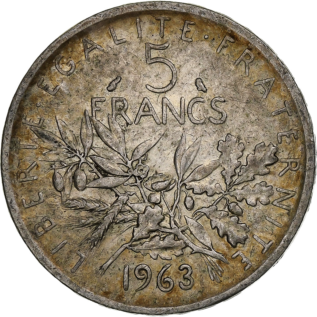 France, 5 Francs, Semeuse, 1963, Paris, Silver, EF(40-45), Gadoury:770, KM:926