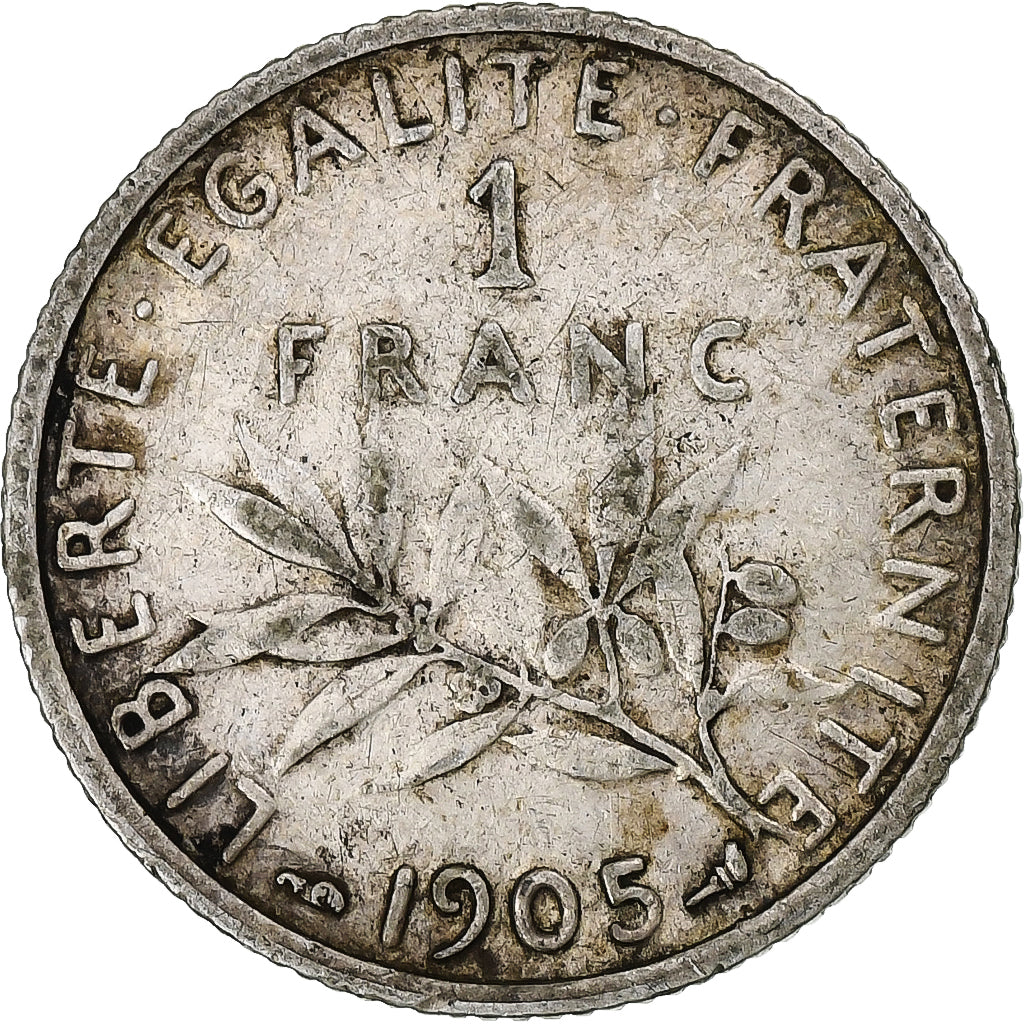 Francja, 1 Franc, Semeuse, 1905, Paris, Srebro, EF(40-45), Gadoury:467, KM:844.1