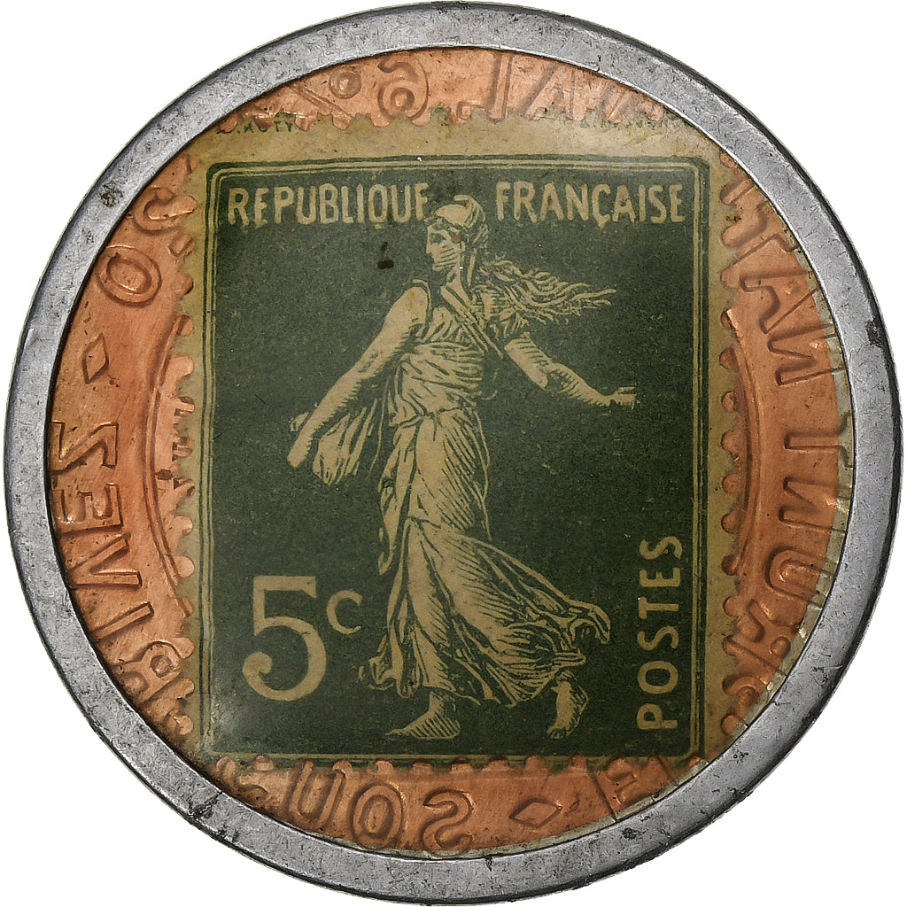 França, Credit Lyonnais, 5 Centimes, 1920, Timbre-Monnaie, AU(50-53), Alumínio