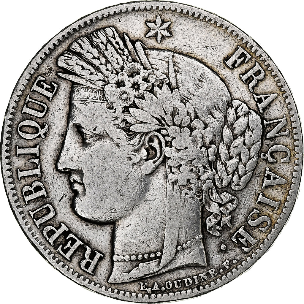 France, 5 Francs, Cérès, 1850, Paris, Silver, EF(40-45), Gadoury:719