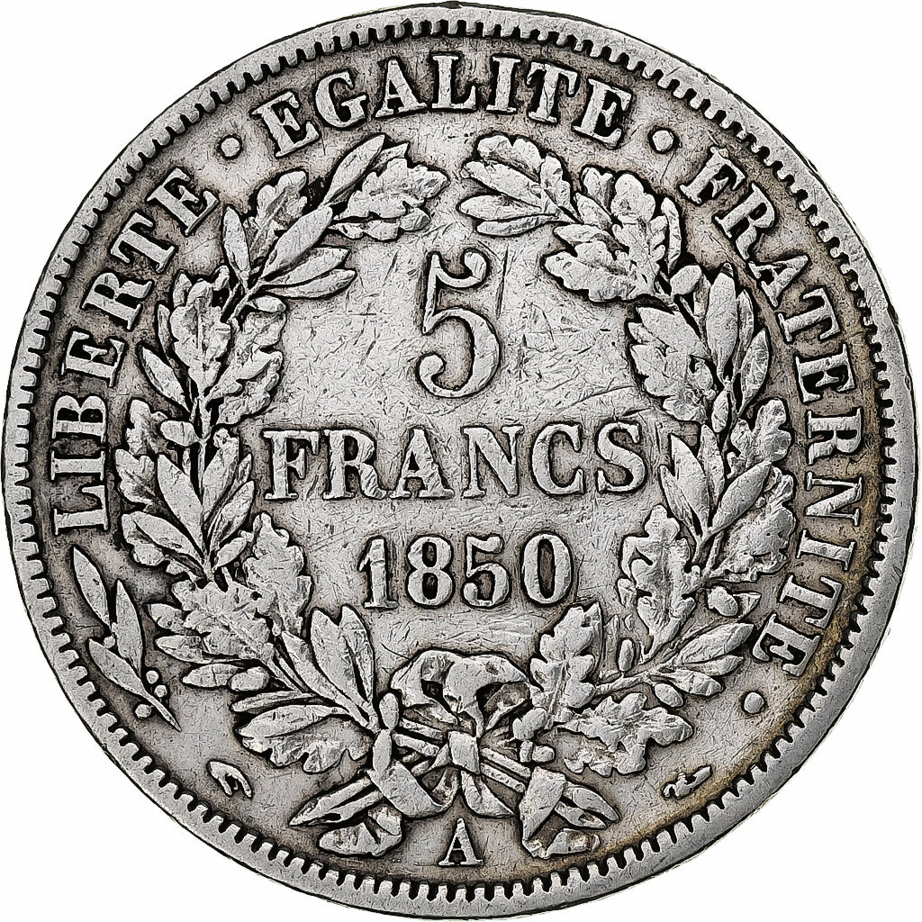 France, 5 Francs, Cérès, 1850, Paris, Silver, EF(40-45), Gadoury:719