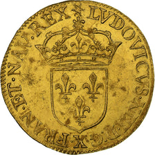 França, Louis XIII, Ecu d'or, 1639, Amiens, Dourado, MS(60-62), Gadoury:55