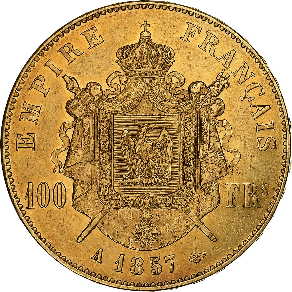 Francia, Napoleon III, 100 Francs, 1857, Paris, Oro, SPL-, Gadoury:1135