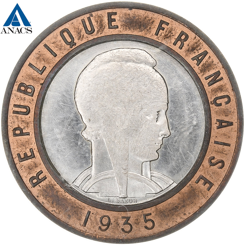 France, 25 Francs, Epreuve par Bazor, 1935, MDP, ESSAI, Bi-Metallic, ANACS