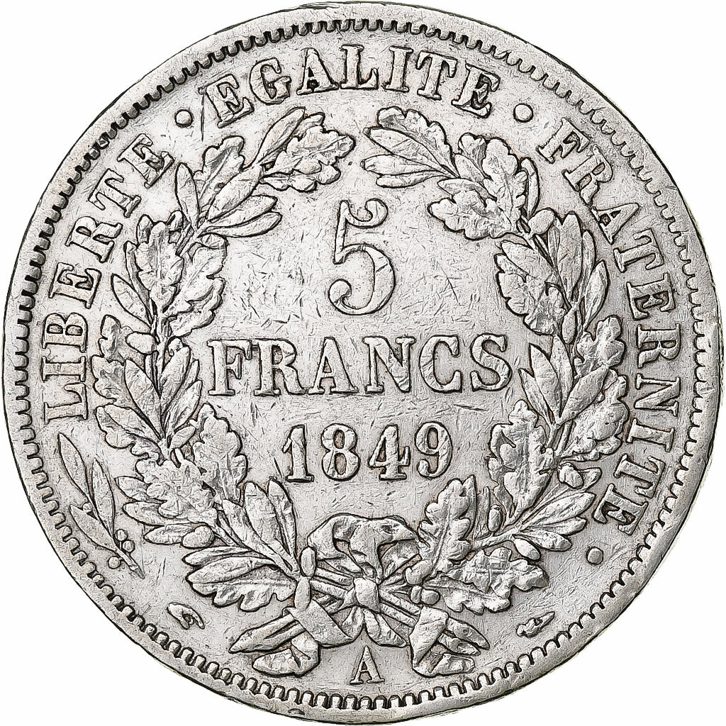 Francia, 5 Francs, Cérès, 1849, Paris, Argento, BB, Gadoury:719