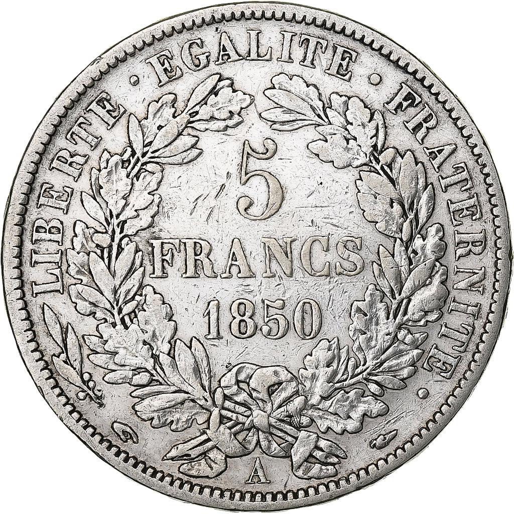 France, 5 Francs, Cérès, 1850, Paris, Silver, AU(50-53), Gadoury:719