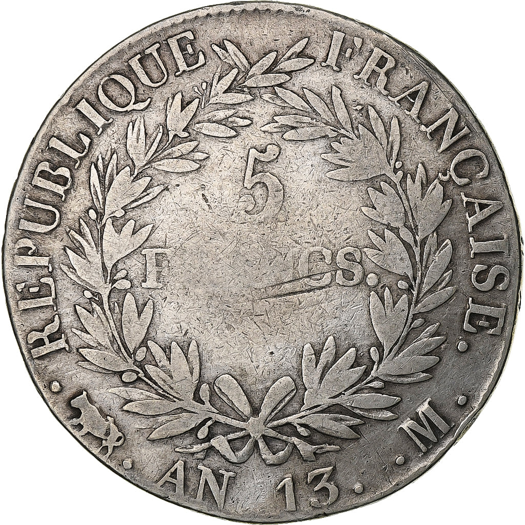 Frankreich, Napoleon I, 5 Francs, AN 13, Toulouse, Silber, S, Gadoury:580