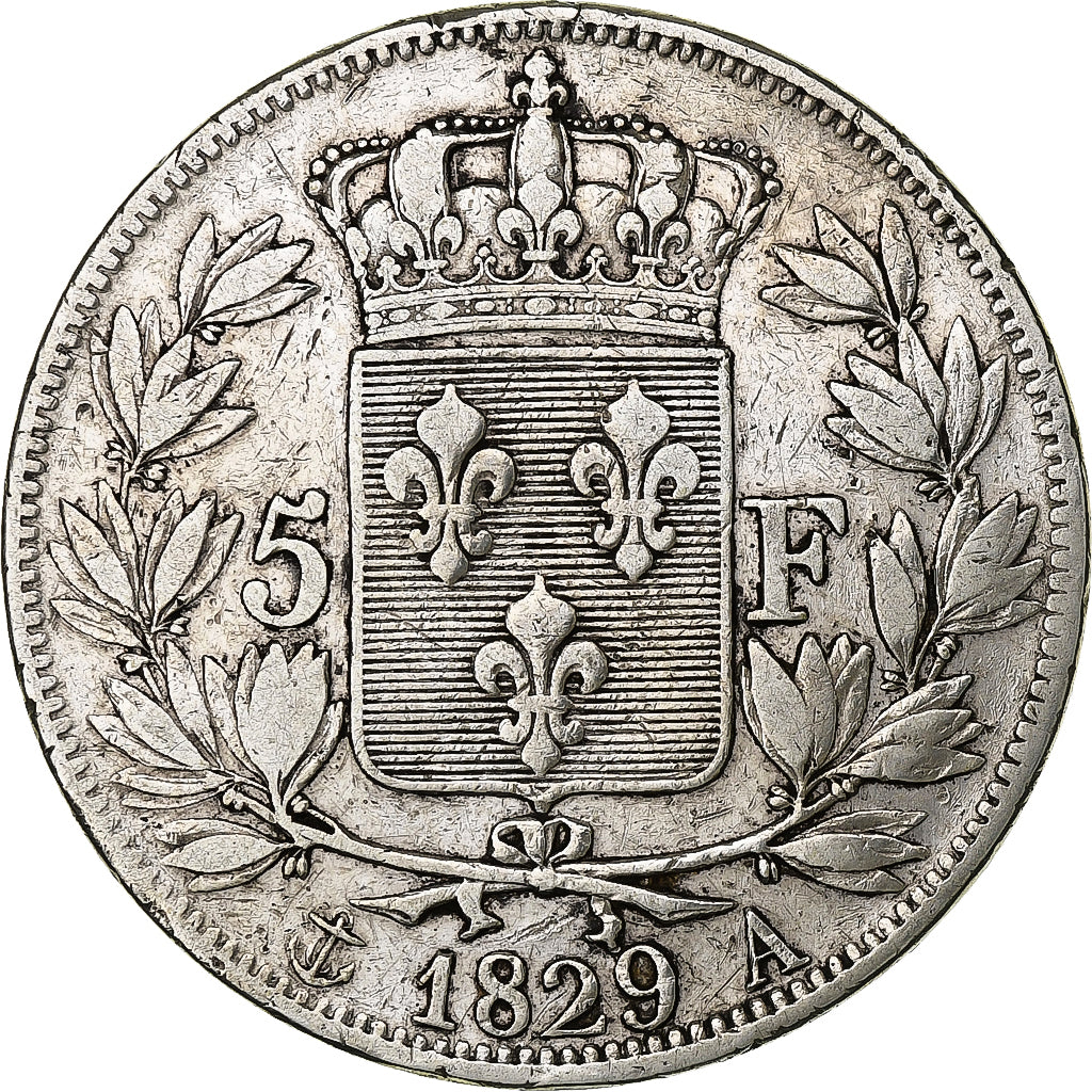 France, Charles X, 5 Francs, 1829, Paris, Silver, VF(30-35), Gadoury:644