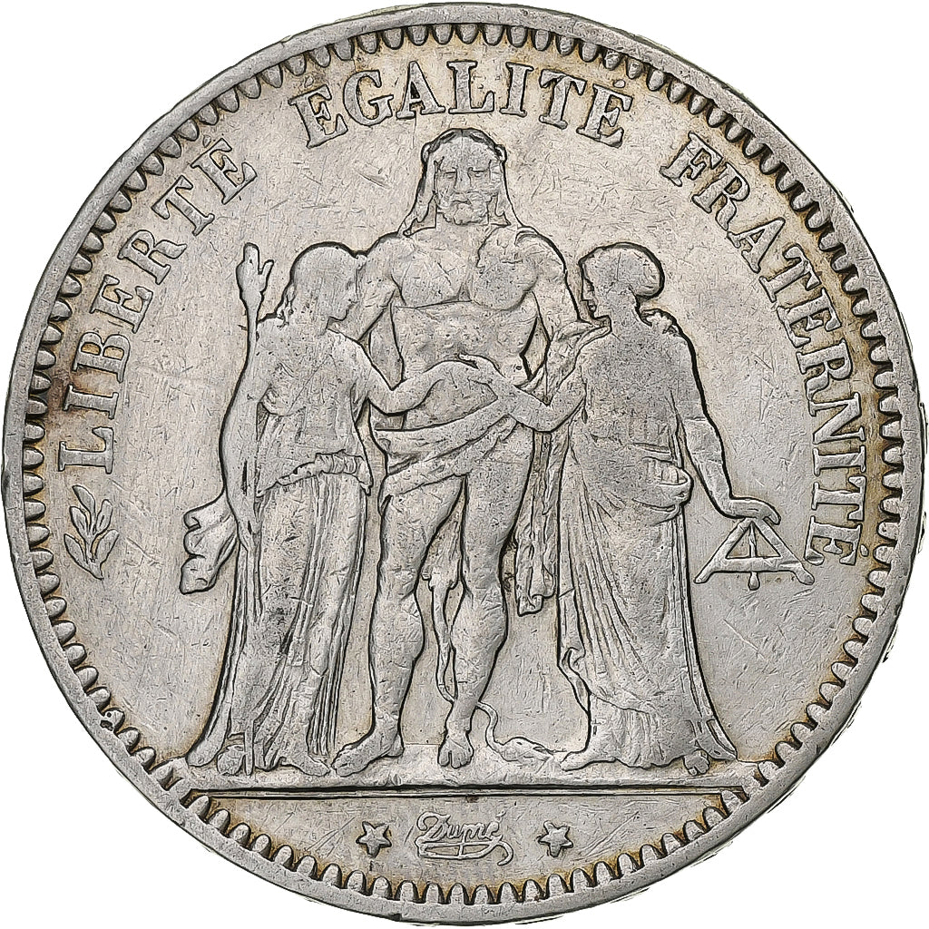 Francia, 5 Francs, Hercule, 1877, Bordeaux, Argento, MB+, Gadoury:745a
