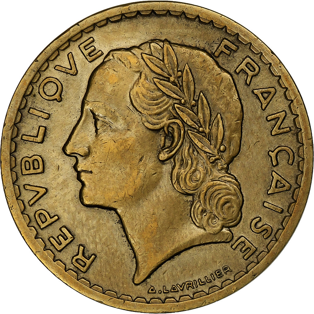France, 5 Francs, Lavrillier, 1946, Castelsarrasin, Cupro-Aluminium, AU(55-58)