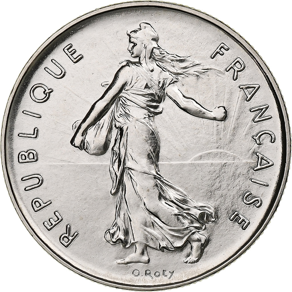 Francja, 5 Francs, Semeuse, 1977, MDP, Nikiel powlekany miedzią i niklem